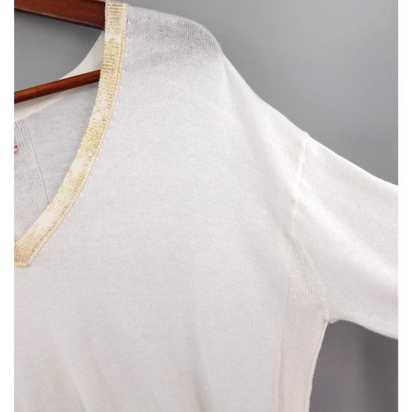 Label +Thread Goldie V Sweater Womens Medium Cream Knit Minimalist Timeless - Picture 4 of 16